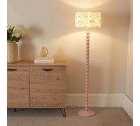 Bobbins Painted Rose Floor Lamp with Floral Embroidered Shade and LED Bulb ValueLights Pale Pink One Size