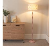 Valuelights Bobbins Painted Rose Floor Lamp With Lemon Embroidered Drum Shade And Led Bulb