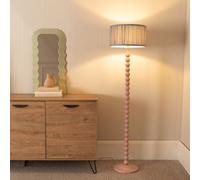 Valuelights Bobbins Painted Rose Floor Lamp With Ruched Pleated Powder Blue Drum Shade And Led Bulb