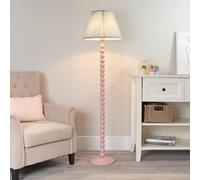 Bobbins Painted Rose Pink Floor Lamp with Tapered Fabric Pleated Shade ValueLights Blue One Size