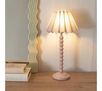 ValueLights Bobbins Rose Pink Table Lamp with Scallop Taper Shade & Bulb in Light Grey ValueLights Light Grey