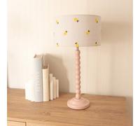 Valuelights Bobbins Painted Rose Table Lamp With Lemon Embroidered Drum Lamp Shade
