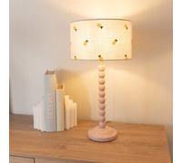 Valuelights Bobbins Painted Rose Table Lamp With Lemon Embroidered Drum Lamp Shade And Led Bulb