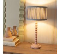 Valuelights Bobbins Painted Rose Table Lamp With Ruched Pleated Powder Blue Drum Lamp Shade