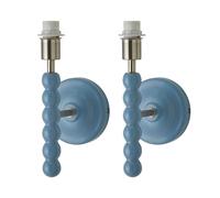 ValueLights | Pair of Bobbles Powder Blue Bobbin Wall Light Base | Wall Lights, Home Décor & Improvement Essential | Mains Wired