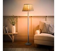 ValueLights | Bobbins Pastel Blue Floor Lamp with Floral Pleated Shade and Bulb | Floor Lamps, Home Décor & Improvement Essential