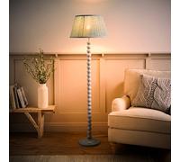 Valuelights Bobbins Pastel Blue Floor Lamp With Leaf Pleated Shade And Bulb