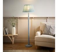 ValueLights | Bobbins Pastel Blue Floor Lamp with Leaf Pleated Shade and Bulb | Floor Lamps & Home Improvements Essential