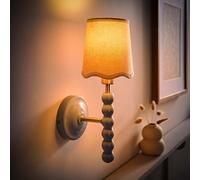 Bobbins Pastel Bobble Wall Light and Natural Linen Lamp Shade and Bulb ValueLights Pale Blue One Size