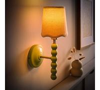 Bobbins Pastel Bobble Wall Light and Natural Linen Lamp Shade and Bulb ValueLights Pale Green One Size