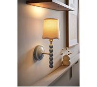 Bobbins Pastel Bobble Wall Light and Natural Linen Trim Lamp Shade ValueLights Pale Blue One Size