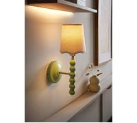 Bobbins Pastel Bobble Wall Light and Natural Linen Trim Lamp Shade ValueLights Pale Green One Size