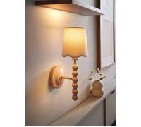 ValueLights Bobbins Pastel Bobble Wall Light & Natural Linen Trim Lamp Shade in Pale Pink ValueLights Pale Pink