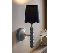 ValueLights Bobbins Pastel Bobble Wall Light & Navy Linen Shade & Bulb in Dark Navy ValueLights Dark Navy