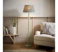 Valuelights Bobbins Pastel Green Floor Lamp With Floral Pleated Shade