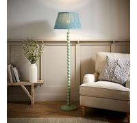 Valuelights Bobbins Pastel Green Floor Lamp With Leaf Pleated Shade