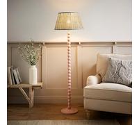 Bobbin Bobbles Floor Lamp with Floral Pleated Tapered Lamp Shade ValueLights Pale Pink One Size