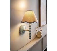 ValueLights Bobbins Powder Blue Bobble Wall Light & Linen Pastel Trim Lamp Shade in Pale Blue ValueLights Pale Blue