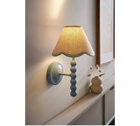 ValueLights Bobbins Powder Blue Bobble Wall Light & Linen Pastel Trim Lamp Shade in Pale Green ValueLights Pale Green