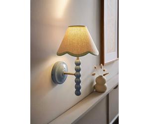 Valuelights Bobbins Powder Blue Bobble Wall Light And Linen Pastel Trim Lamp Shade In Pale Green Pale Green