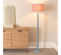 Bobbins Powder Blue Floor Lamp with Ruched Pleated Drum Lamp Shade and LED Bulb ValueLights Light Pink One Size