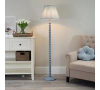 ValueLights Bobbins Powder Blue Floor Lamp with Tapered Fabric Pleated Shade in Pale Blue ValueLights Pale Blue