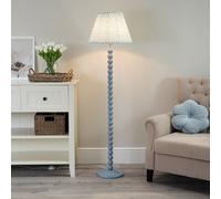 ValueLights Bobbins Powder Blue Floor Lamp with Tapered Fabric Pleated Shade in Pale Green ValueLights Pale Green