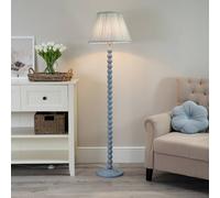 ValueLights | Powder Blue Bobbin Stem Standing Floor Lamp with Blue Pleated Shade | Floor Lamps & Torchieres, Home Décor & Improvement Essential | Includes Bulb