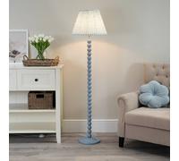 Valuelights Bobbins Powder Blue Floor Lamp With Tapered Fabric Pleated Shade With Led Bulb In Pale Green Pale Green