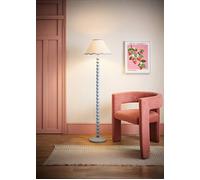 ValueLights | Powder Blue Bobbin Stem Standing Floor Lamp with Blue Trim Scallop Shade | Floor Lamps & Torchieres, Home Décor & Improvement Essential | Includes Bulb