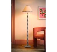 ValueLights | Powder Blue Bobbin Stem Standing Floor Lamp with Blue Trim Scallop Shade | Floor Lamps & Torchieres, Home Décor & Improvement Essential | Includes Bulb