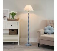 Bobbins Powder Blue Floor Lamp with Tapered Linen Scallop Shade and LED Bulb ValueLights Green One Size