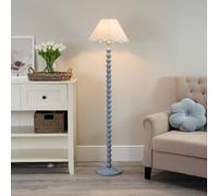 ValueLights | Powder Blue Bobbin Stem Standing Floor Lamp with Green Trim Scallop Shade | Floor Lamps & Torchieres, Home Décor & Improvement Essential