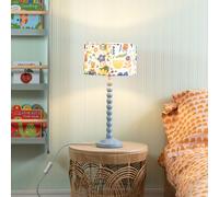 Bobbins Powder Blue Table Lamp with Fabric Jungle Drum Lamp Shade with LED Bulb ValueLights Multi One Size