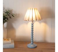 Valuelights Bobbins Powder Blue Table Lamp With Grey Scallop Tapered Lamp Shade And Led Bulb