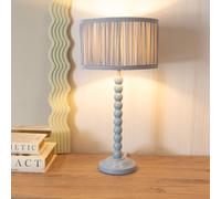 ValueLights Bobbins Ruched Pleated Blue Shade Powder Blue Table Lamp