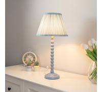 ValueLights | Powder Blue Bobbin Stem Table Lamp with Blue Pleated Shade | Home Décor, Bedside & Desk Lamp