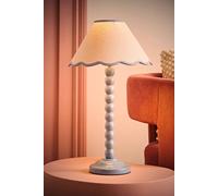 ValueLights Bobbins Powder Blue Table Lamp Blue Scallop Shade & Bulb