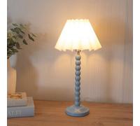 Valuelights Bobbins Powder Blue Table Lamp With White Scallop Tapered Lamp Shade And Led Bulb