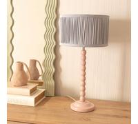 Valuelights Bobbins Rose Pink Table Lamp With Ruched Pleated Shade And Bulb In Baby Blue Baby Blue One Size