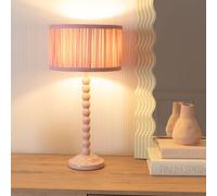 ValueLights Bobbins Ruched Pink Shade Painted Rose Table Lamp & Bulb