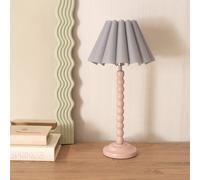 ValueLights Bobbins Rose Pink Table Lamp with Scallop Taper Shade & Bulb in Light Grey ValueLights Light Grey