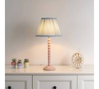 ValueLights | Rose Pink Bobbin Stem Table Lamp with Green Arrow Pleated Shade | Home Décor, Bedside & Desk Lamp
