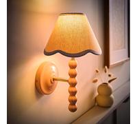 ValueLights | Bobbin Pink Wall Light with Blue Trim Scallop Shade and Bulb | Wall Lights, Home Décor & Improvement Essential