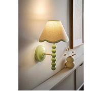 ValueLights Bobbins Sage Green Bobble Wall Light & Linen Pastel Trim Lamp Shade in Pale Green ValueLights Pale Green
