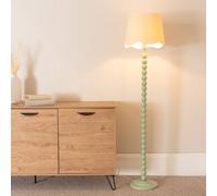 Bobbins Sage Green Floor Lamp with Linen Scallop White Trim Shade ValueLights Pale Green One Size