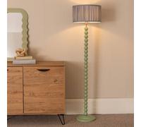 Bobbins Sage Green Floor Lamp with Ruched Pleated Drum Lamp Shade and LED Bulb ValueLights Baby Blue One Size