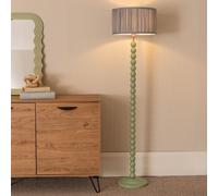 Bobbins Sage Green Floor Lamp with Ruched Pleated Drum Lamp Shade ValueLights Baby Blue One Size