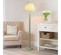 Bobbins Sage Green Floor Lamp with Tapered Fabric Pleated Shade and LED Bulb ValueLights Pink One Size