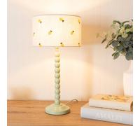 Bobbins Sage Green Table Lamp with Lemon Embroidered Drum Shade and LED Bulb ValueLights Pale Green One Size